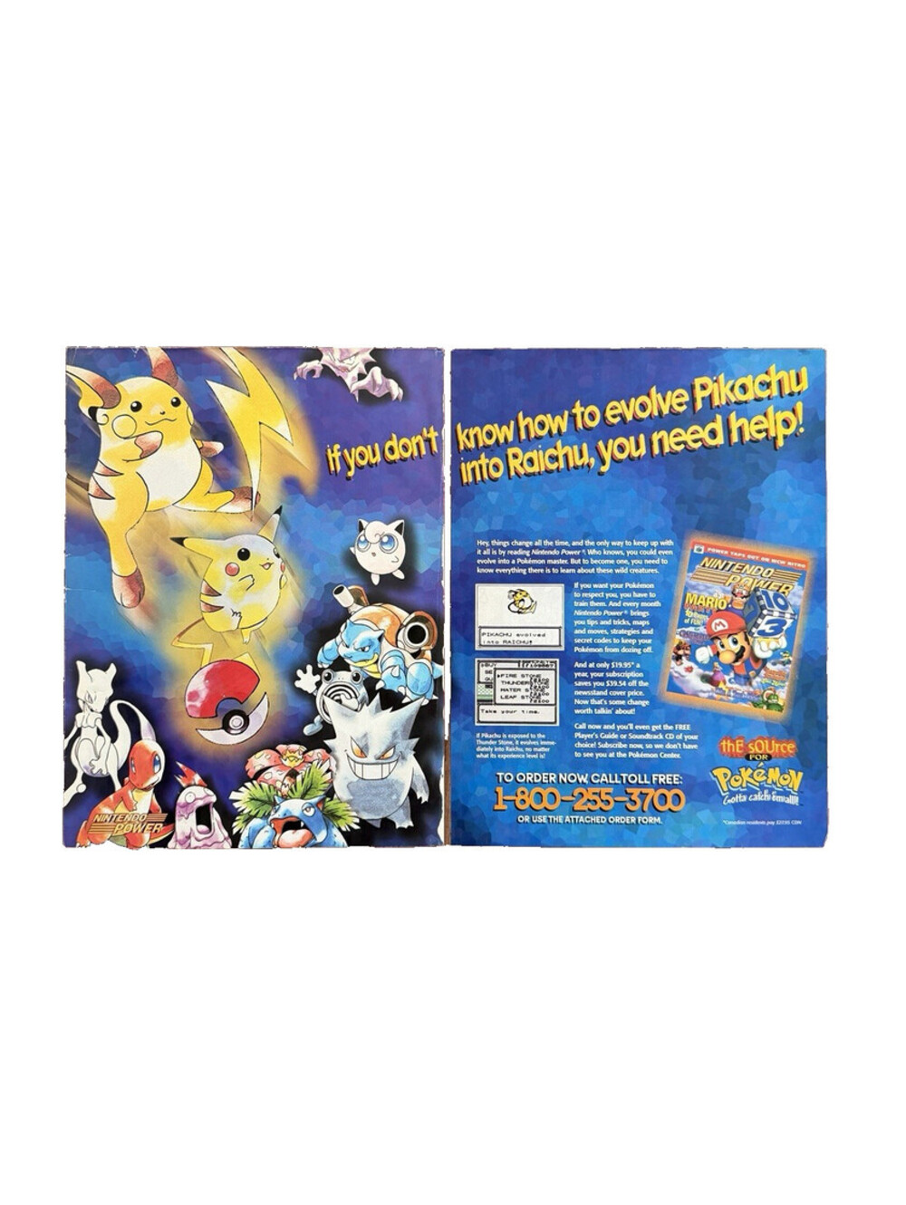 Vintage Pokemon Nintendo Print Ad Promo Art Game Boy Pikachu Red Blue Yellow